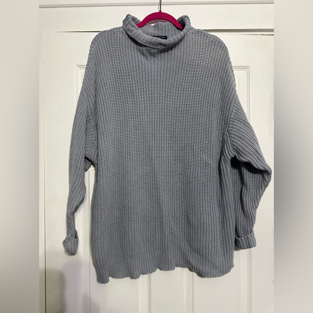 American Eagle Outfitters Light Blue/Gray Knit Sweater
